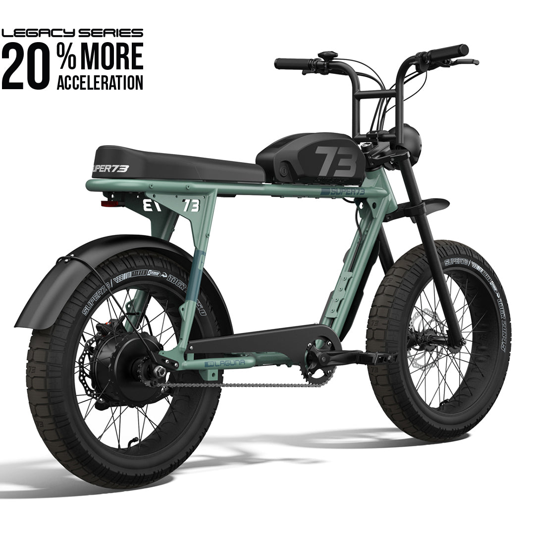 Rear view of the SUPER73-S2 Laguna ebike in Agave Green. @color_agave green