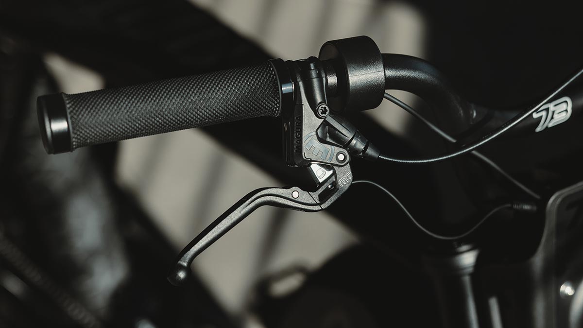Close-up shot of the Magura Brake system on the SUPER73-S Blackout SE ebike.