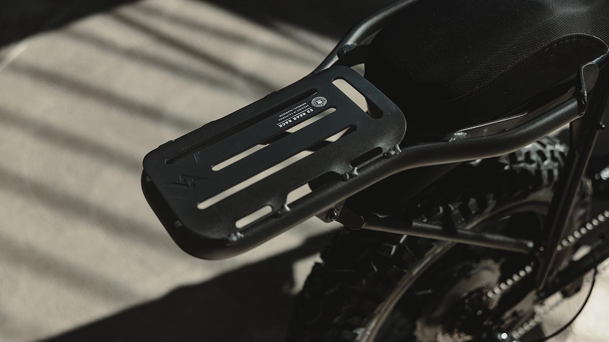 Close-up shot of the rear rack on the SUPER73-S Blackout SE ebike.