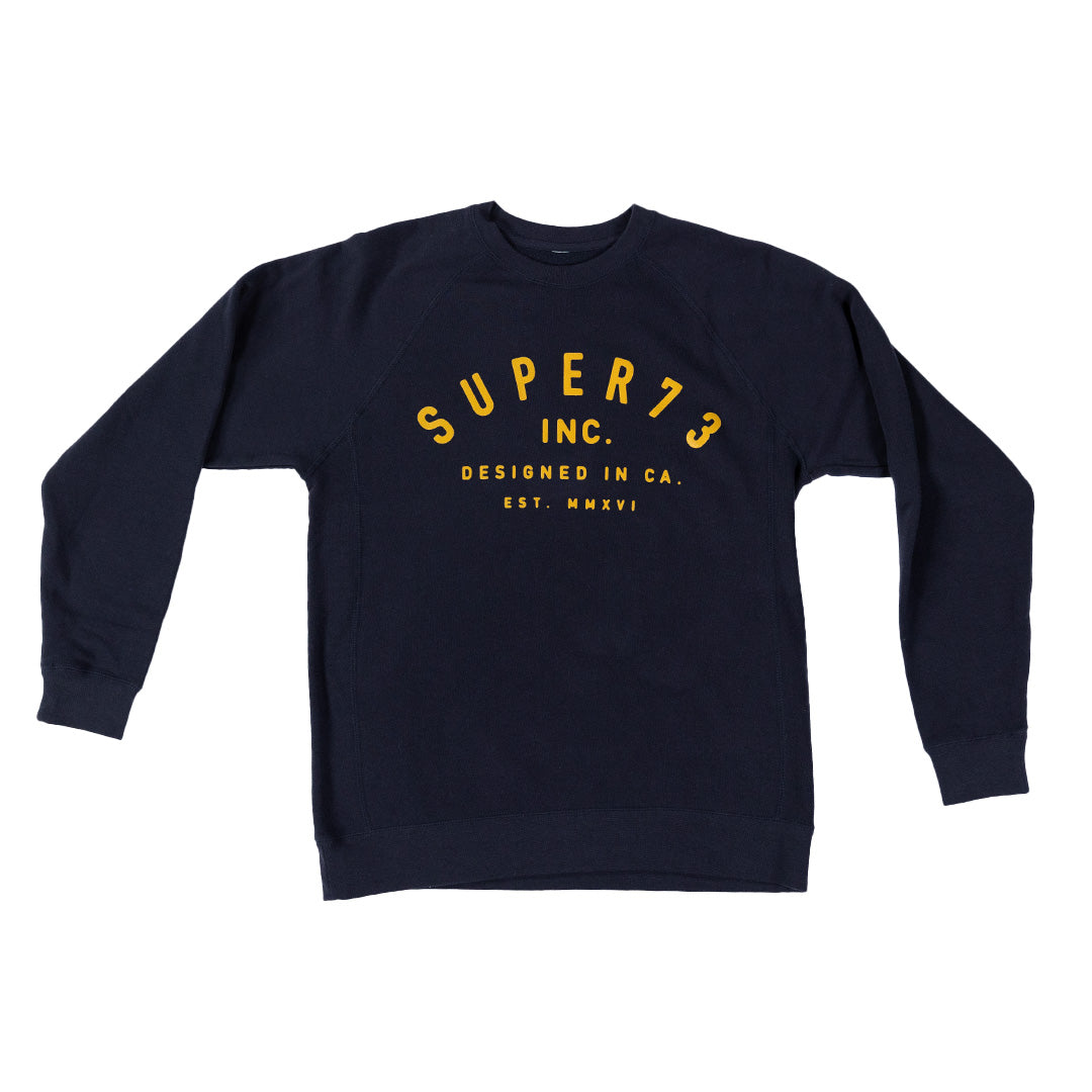 flat image of Class of '73 Crewneck Sweatshirt front graphic in navy. @color_navy