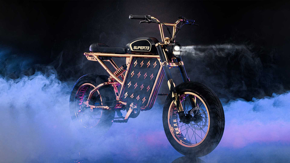 Super73 Mr Beast halo custom ebike in smokey studio shot