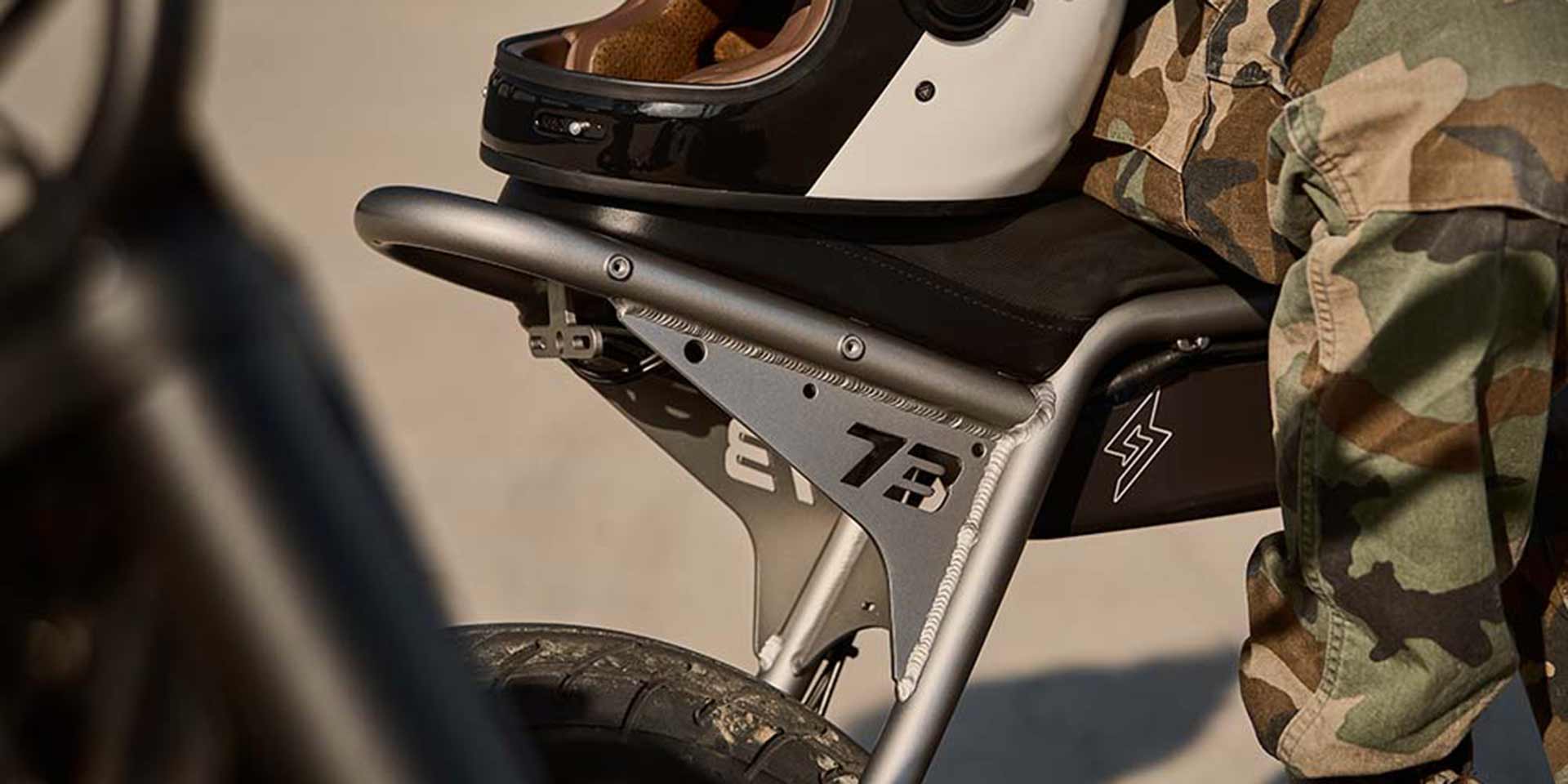 Closeup of the Super73 Adventure Series new colorway in Metallic Aluminum