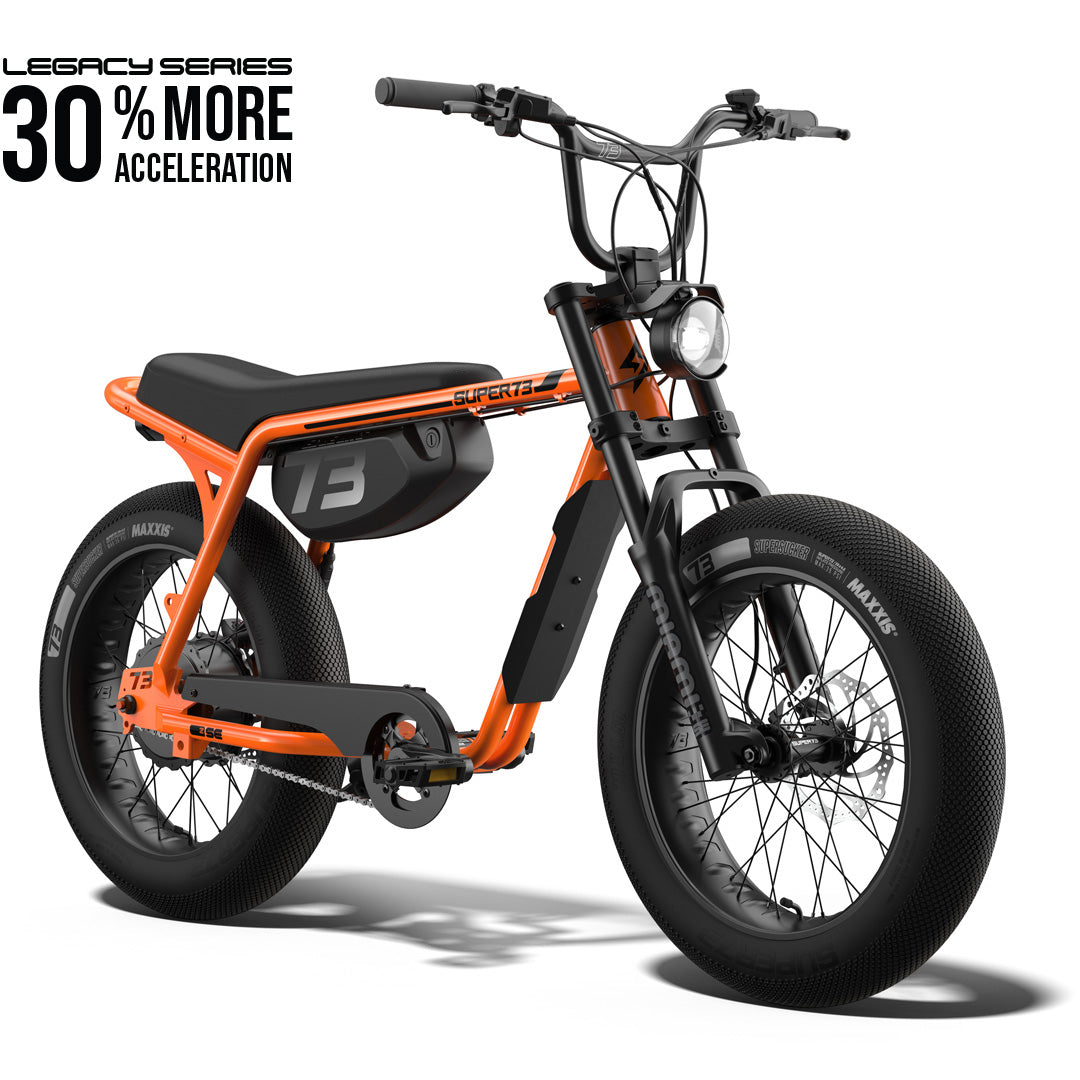 Front view of the SUPER73-Z Miami SE Legacy Series ebike in astro orange @color_astro orange