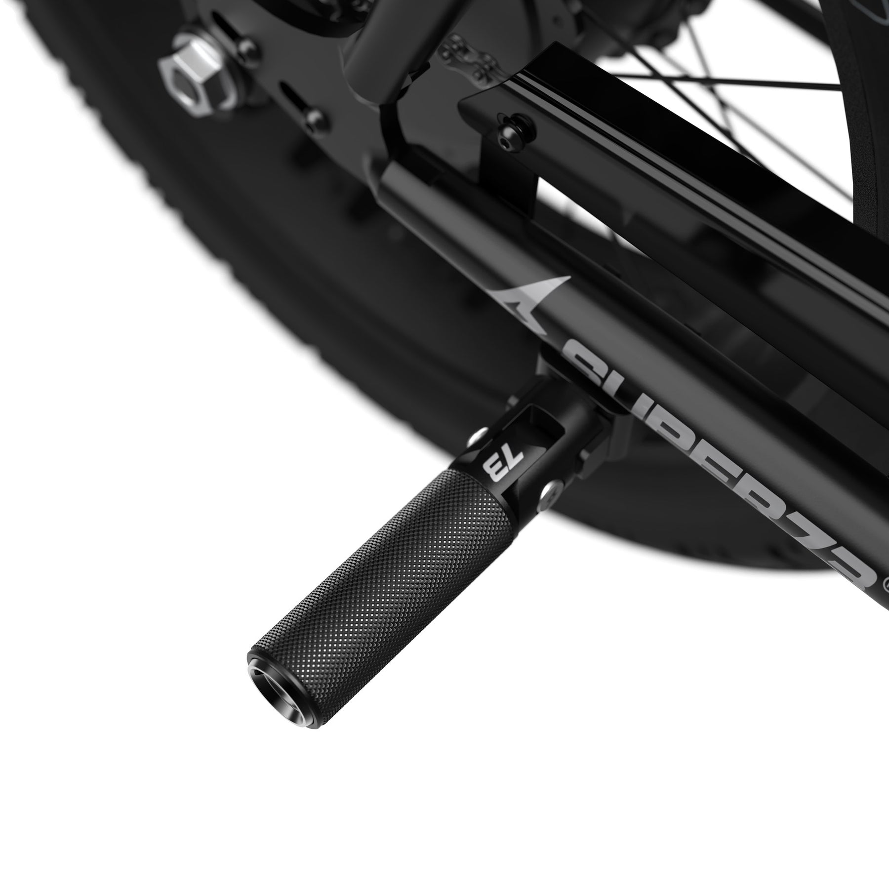 Folding peg with black cap on bike view 2