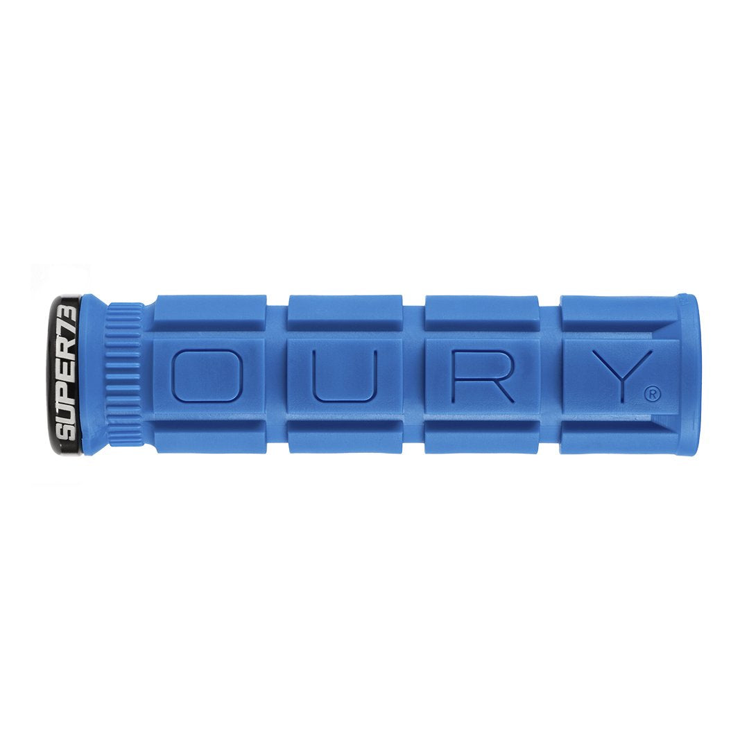 Blue SUPER73 x Oury Single-Sided Locked-On V2 Grip on white background.