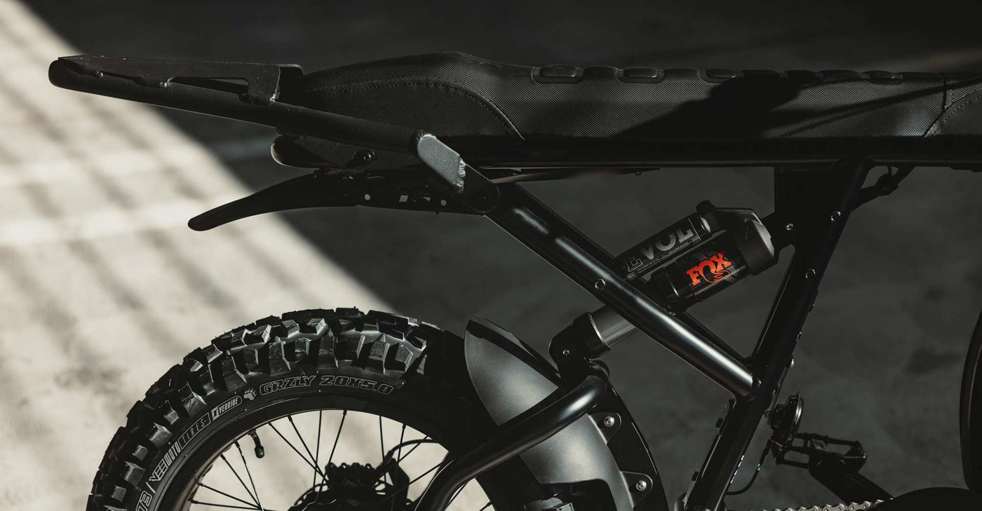 image of the new fox shock on our blackout bike