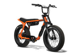 Front/side view of the SUPER73-Z Miami SE bike in Astro Orange. @color_astro orange