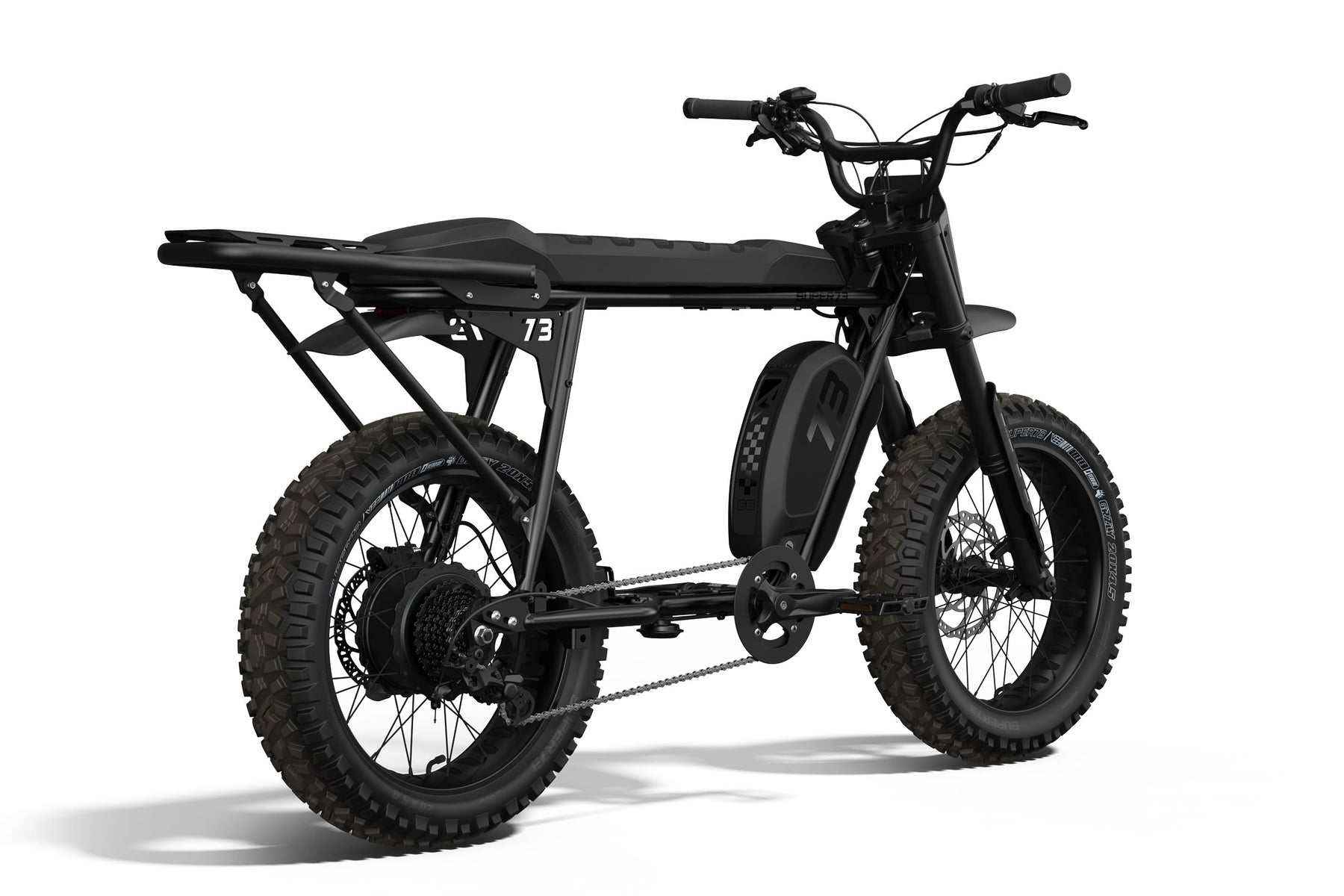 Rear/side view of the SUPER73-S Blackout SE ebike.