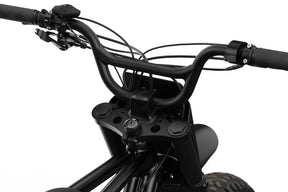 Detail shot of the branded stem cap on the SUPER73-Z Blackout SE bike.