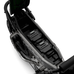 Close up view of the battery compartment on the SUPER73-MZFT with 2 Gen2 batteries.