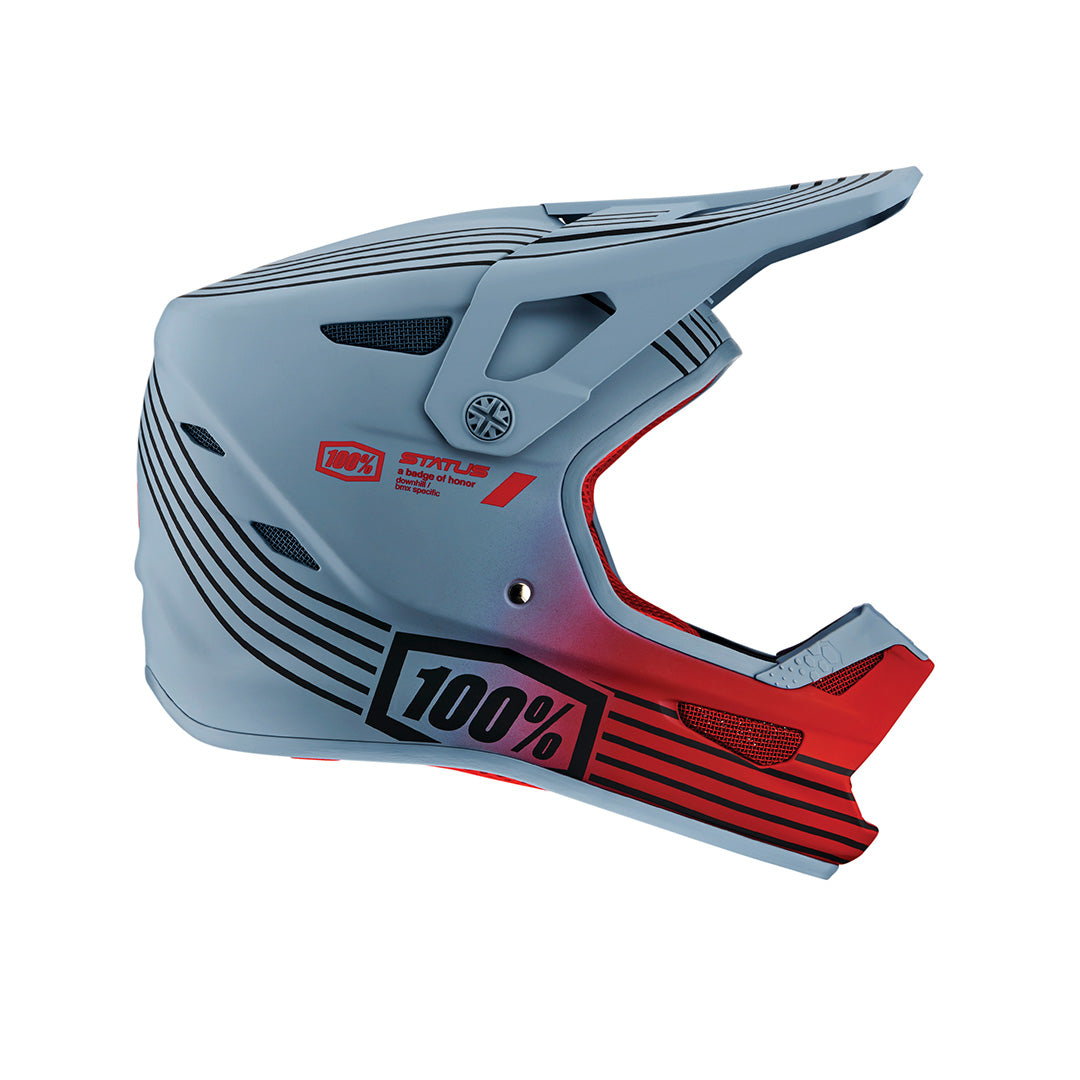 profile view of  100% STATUS Helmet - Caltec/Gray