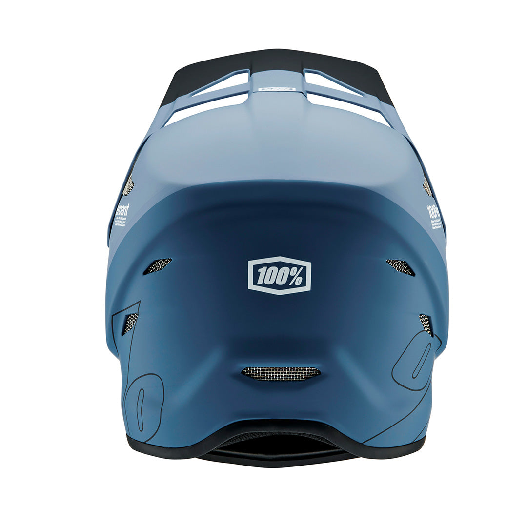 back view of 100% STATUS Helmet - Drop/Steel Blue