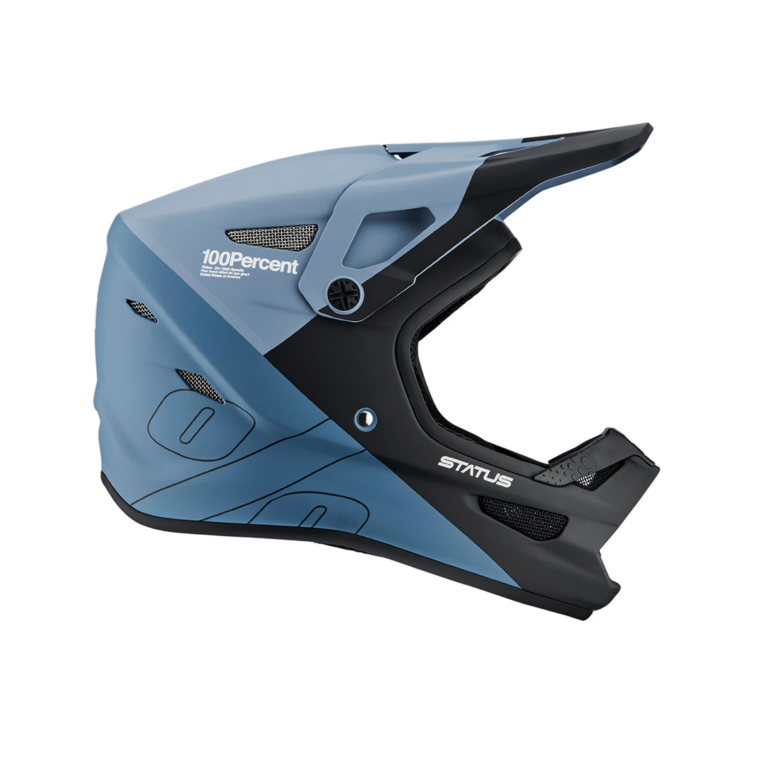 profile view of 100% STATUS Helmet - Drop/Steel Blue