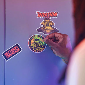 Lifestyle image of the sticker pack being used to decorate a locker.