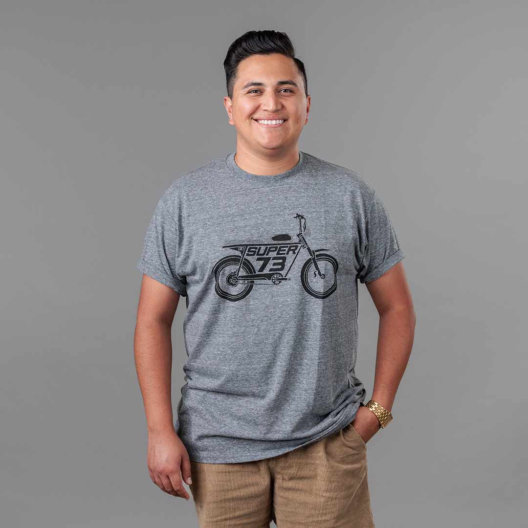 Front view of The Urban Legend Tee (Light Gray) on male model.
