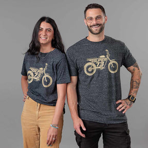 Studio image of The Urban Legend Tee (Vintage Black) on both male and female models 