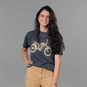 Front view of The Urban Legend Tee (Vintage Black) on female model.