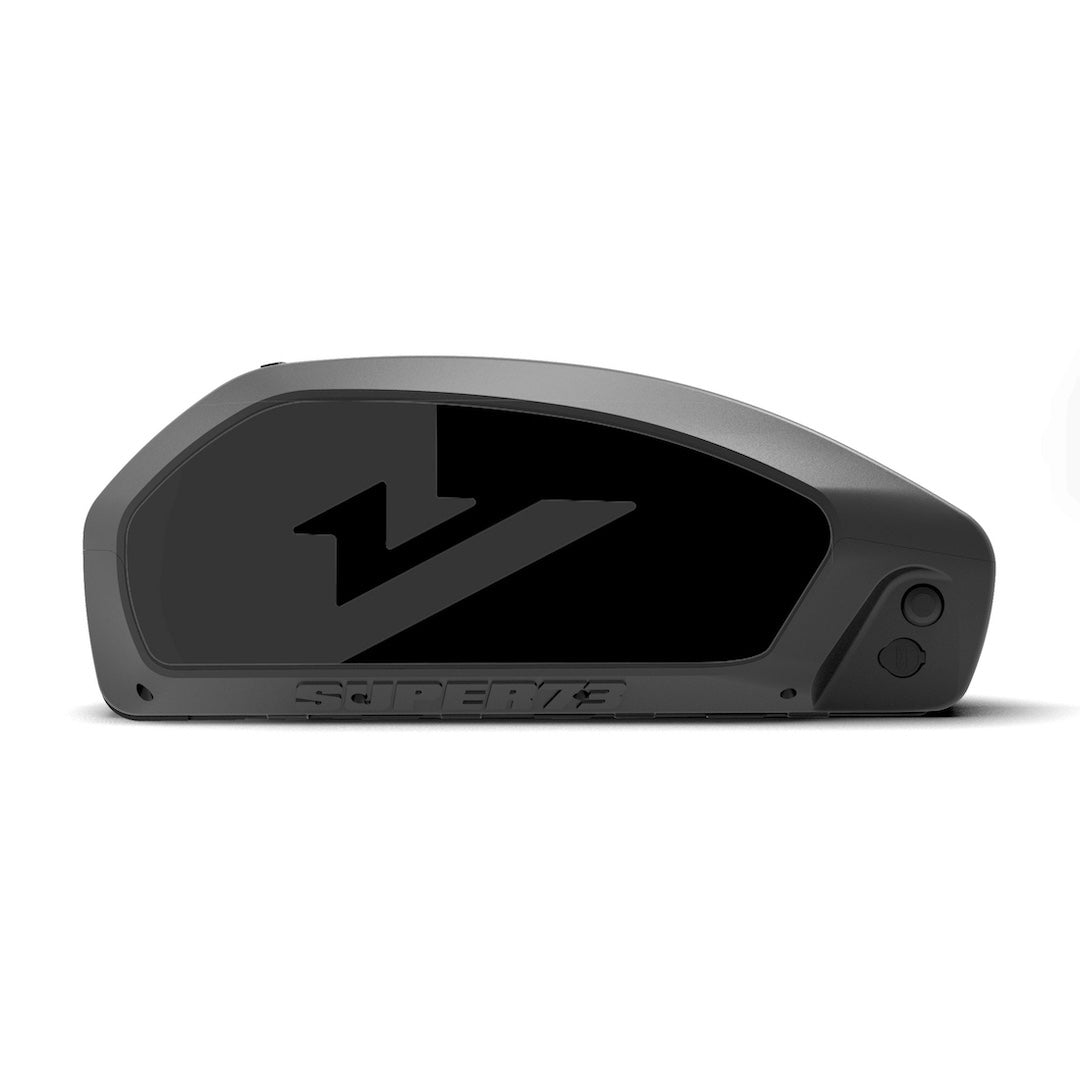 Left side view of the SUPER73 Pro 1000 battery on a white background.
