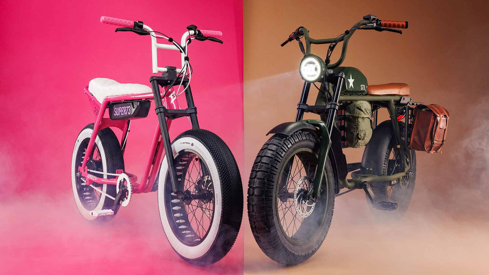 Barbie and Oppenheimer inspired custom SUPER73 ebikes.