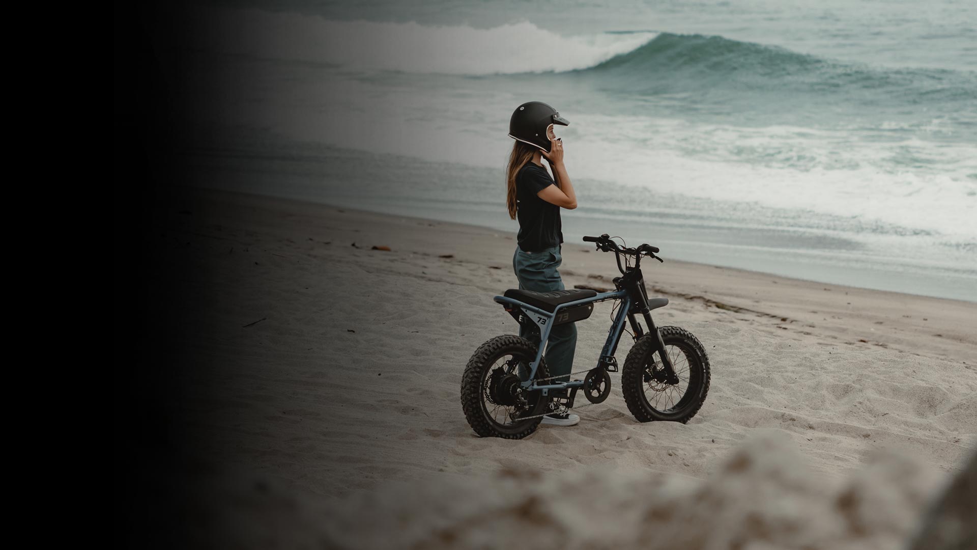 SUPER73 rider at the beach with her Z ADV. Back in stock!