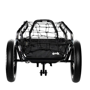 Studio image showing the front of the Earth+Kin ebike trailer against a white background