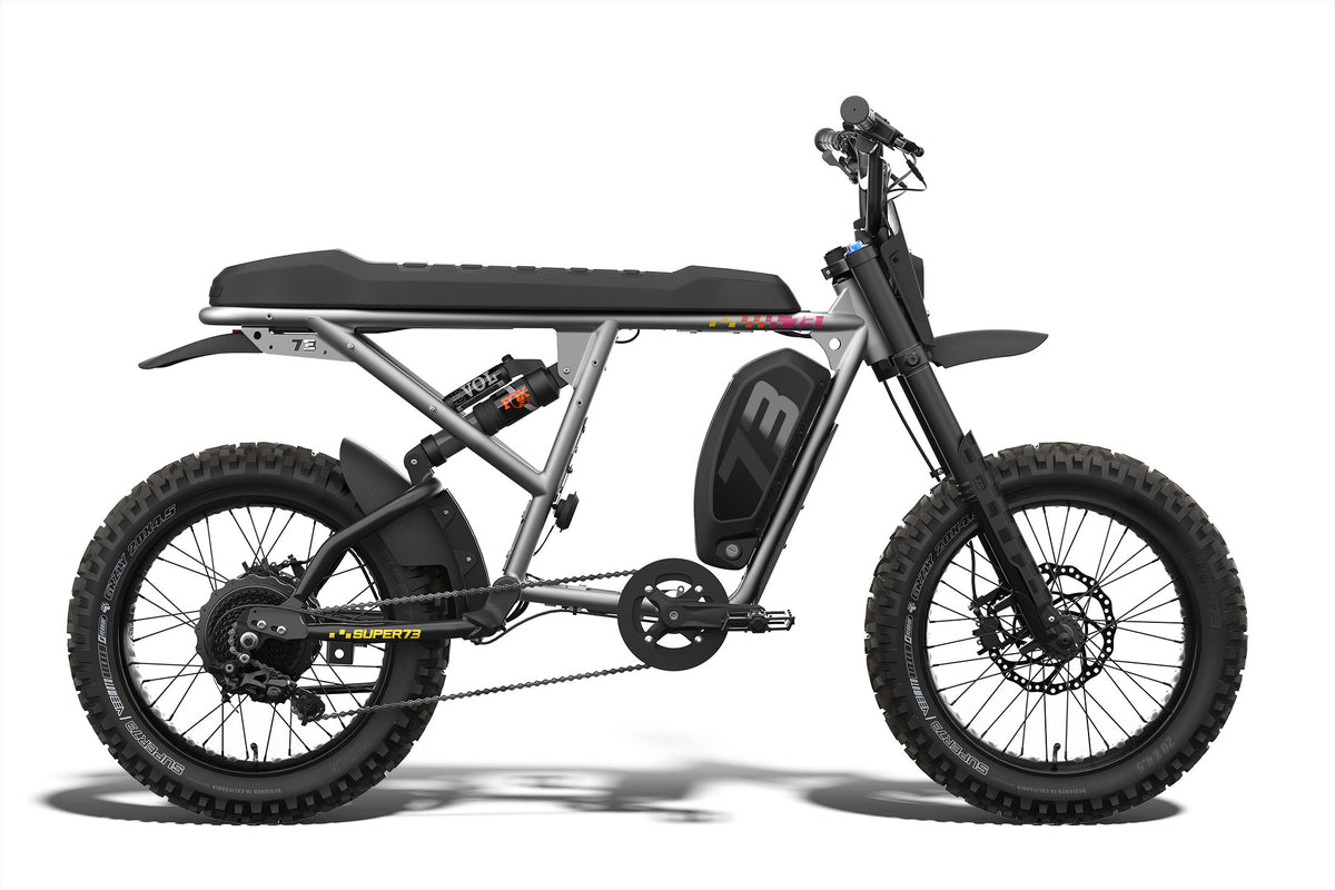 Side view of the SUPER73-R Adventure LE ebike in Speedway. @color_speedway