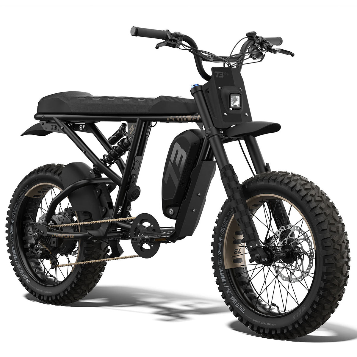 Front view of the SUPER73-R Adventure SE ebike in Bandit. @color_bandit