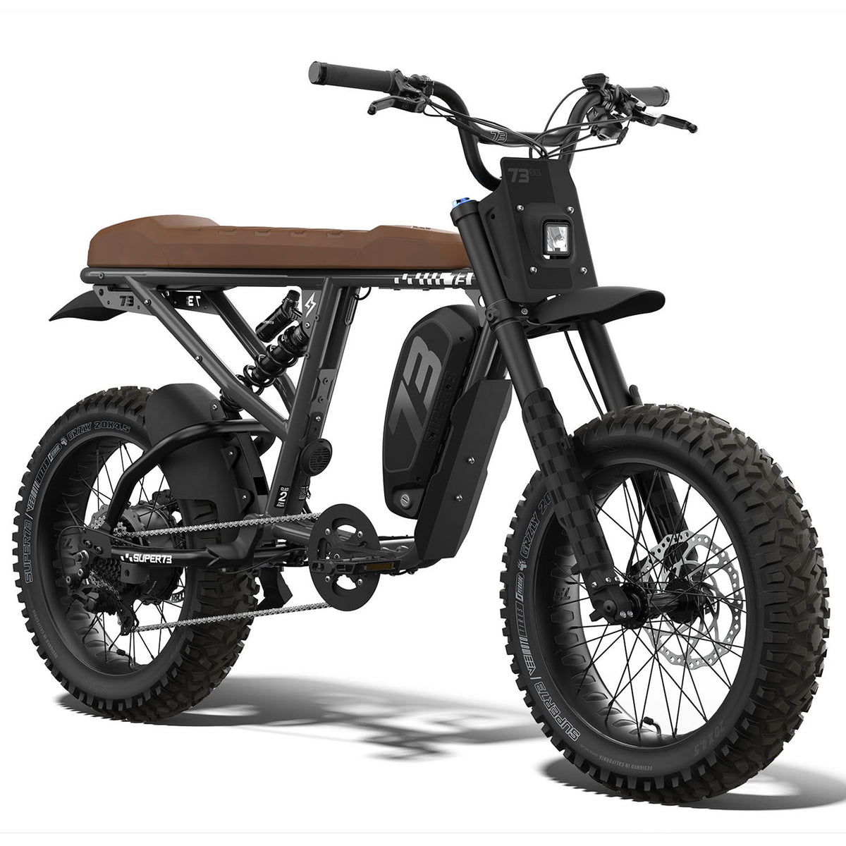 Front view of the SUPER73-R Adventure SE ebike in Palladium. @color_palladium