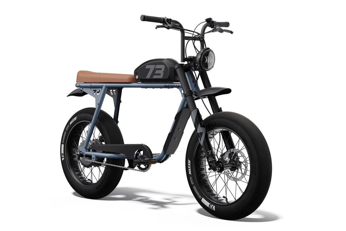 Front view of the SUPER73-S2 SE ebike in Panthro Blue. @color_panthro blue