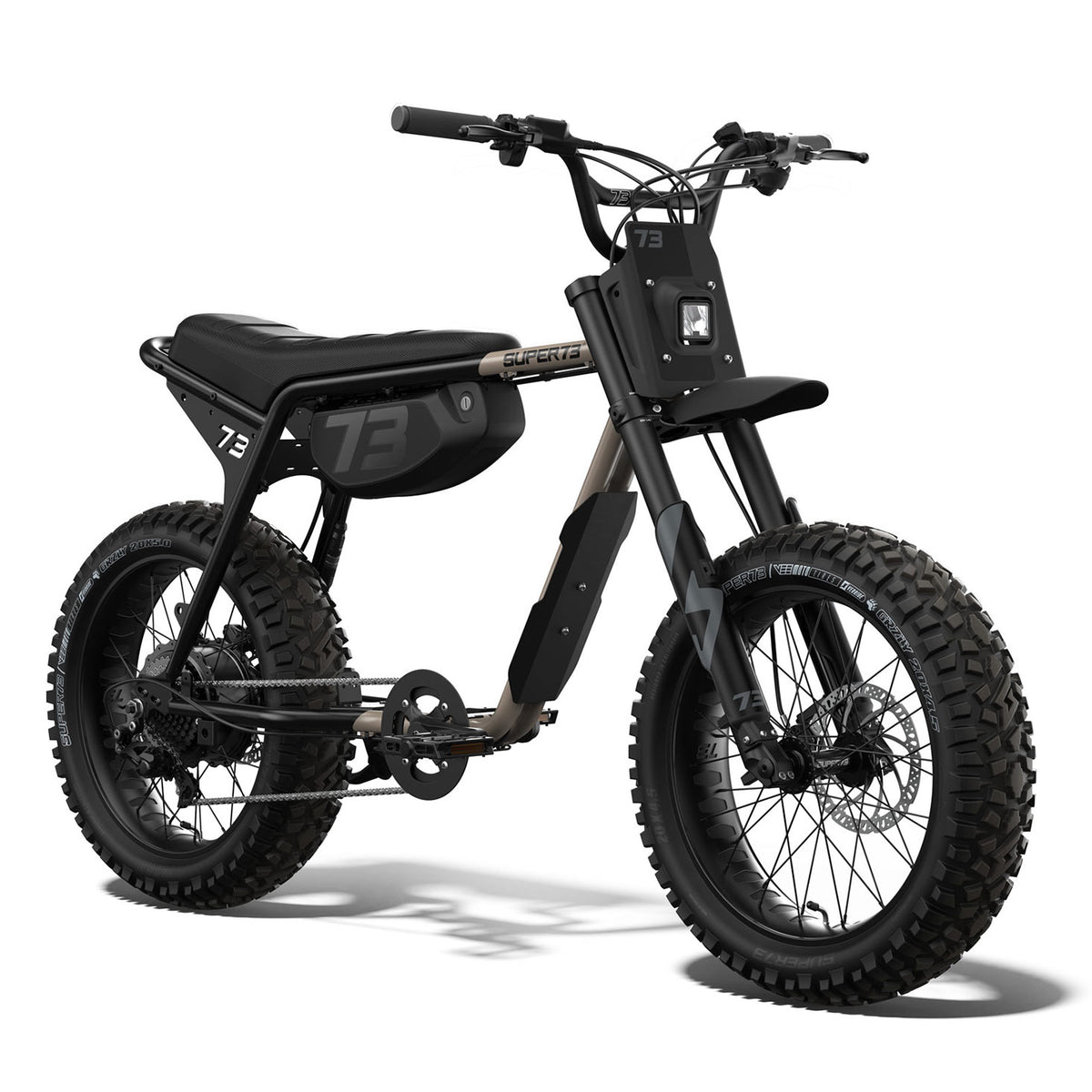 Front view of the SUPER73-Z Adventure Core ebike in Sandstorm. @color_sandstorm