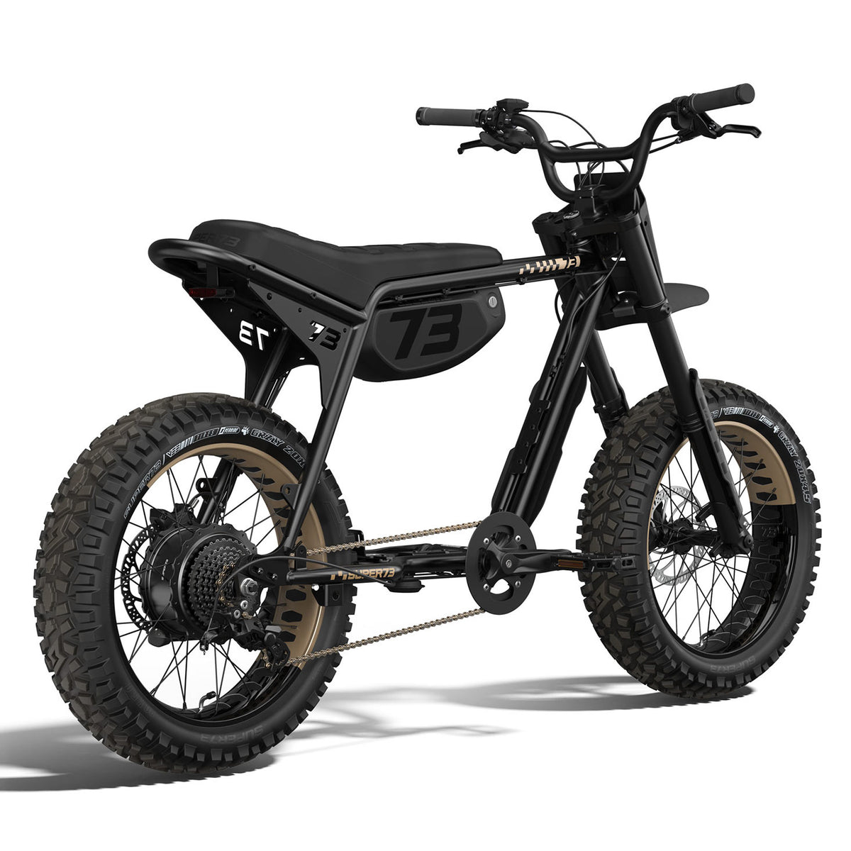 Rear view of the SUPER73-Z Adventure SE ebike in Bandit. @collor_bandit