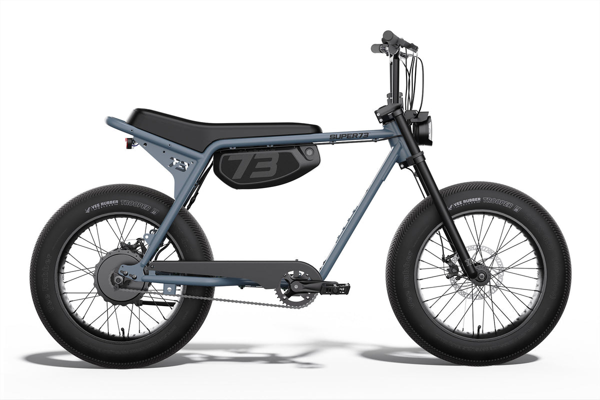Side view of the SUPER73-ZX ebike in Panthro Blue. @color_panthro blue