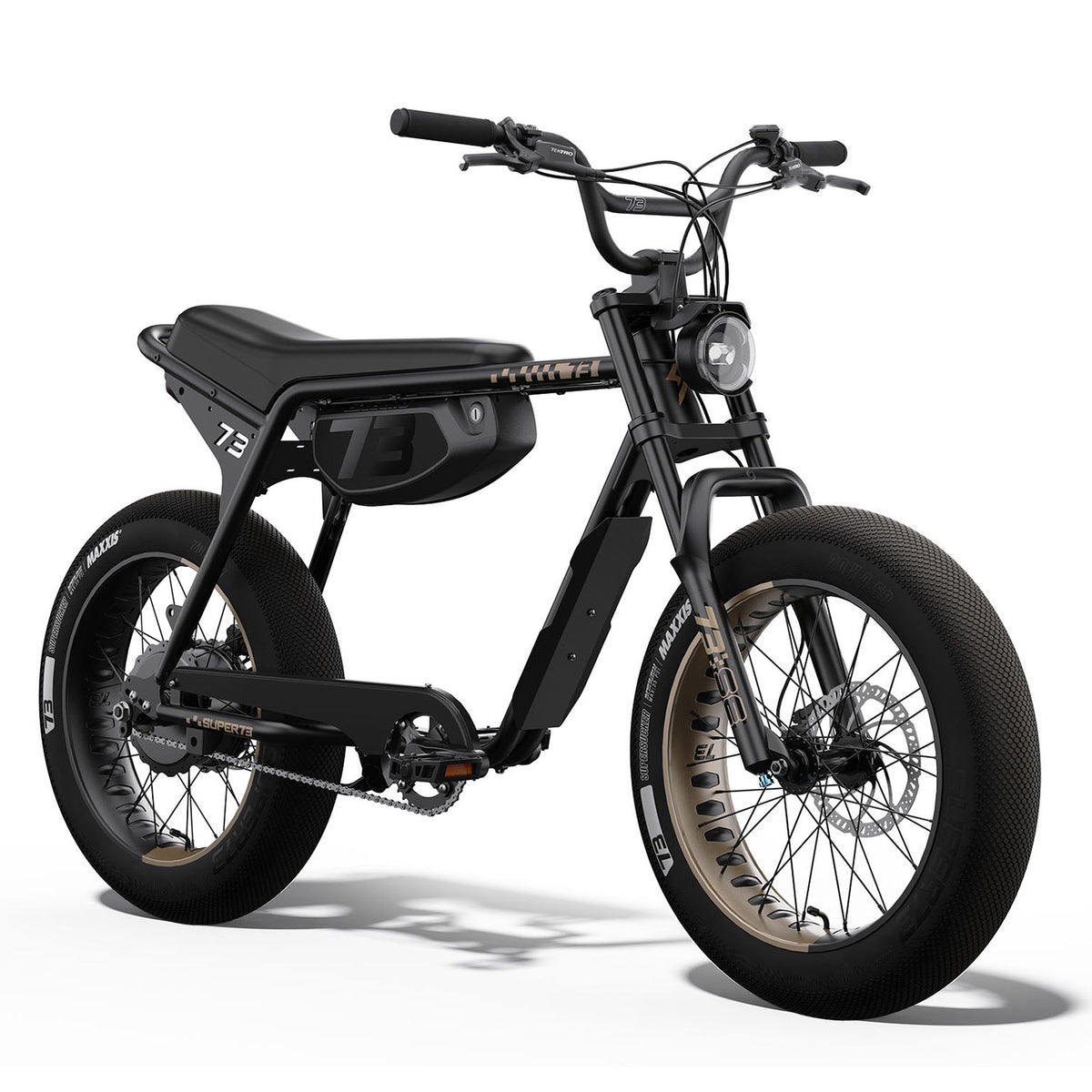 Front view of the SUPER73-ZX SE ebike in Bandit. @color_bandit