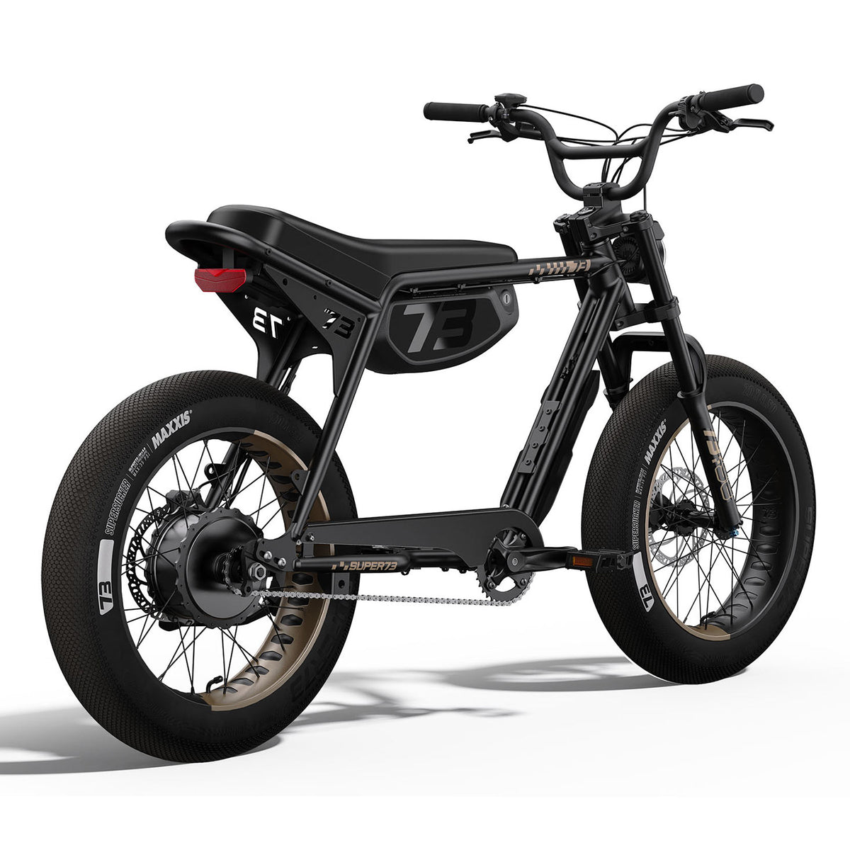 Rear view of the SUPER73-ZX SE ebike in Bandit. @color_bandit