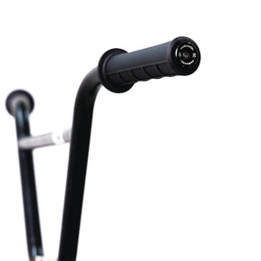 Close-up of the MotoCutz Mid Flange Bolt-On Grips in Black on a handlebar.