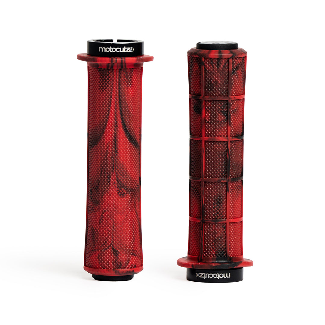 MotoCutz Mid Flange Bolt-On Grips in Red Dye