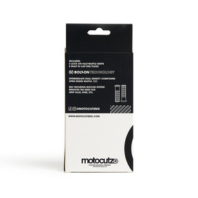 Back side of the packaging for the MotoCutz Mid Flange Bolt-On Grips in White Dye