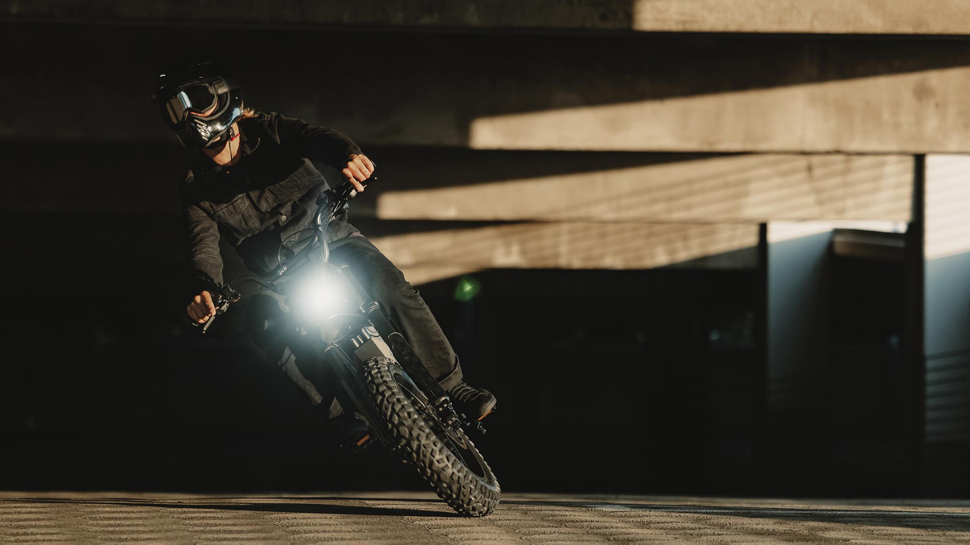 Image of a rider on the SUPER73-R Adventure Blackout ebike.