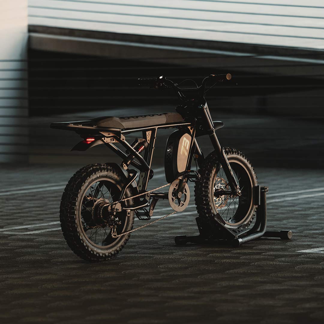 Image of a parked SUPER73-R Blackout SE bike.