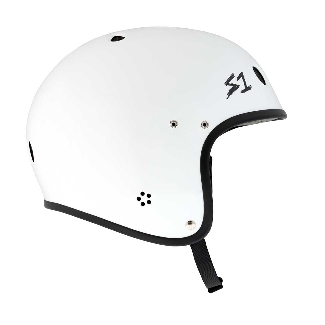 Side view of S1 Retro Lifer E-Helmet  - White Gloss