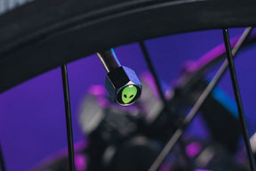 Closeup image of the SECTOR73 R Brooklyn Cosmic Dust custom alien stem caps