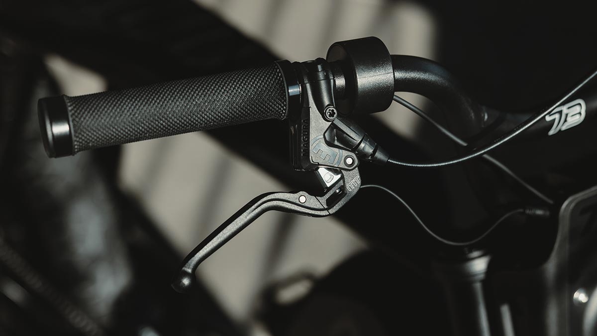 Detail shot of the Magura brake system on the Z Blackout SE bike.