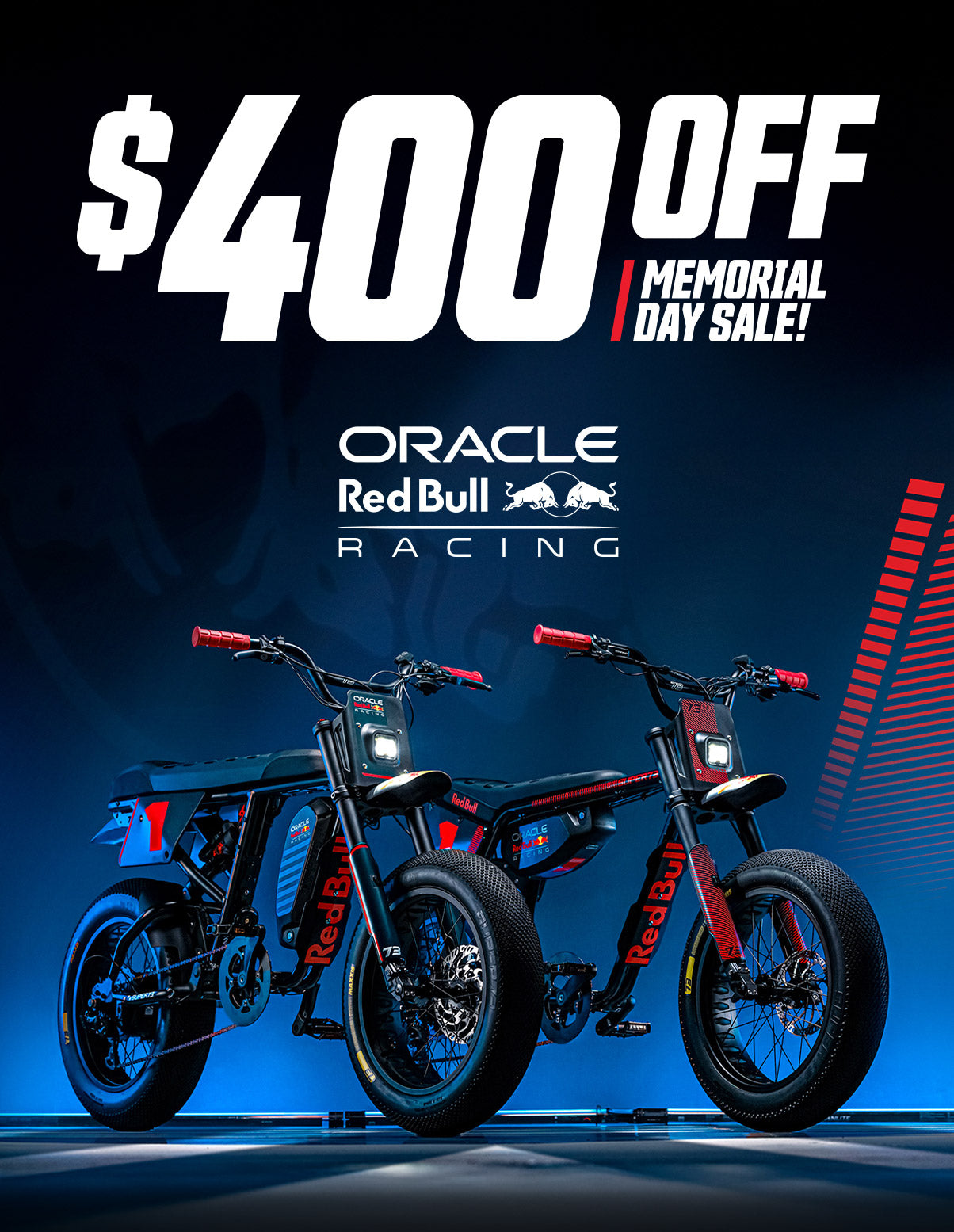 Save $400 on both the Oracle Red Bull Racing R and Z Adventure Series models during our Memorial Day Sale! 