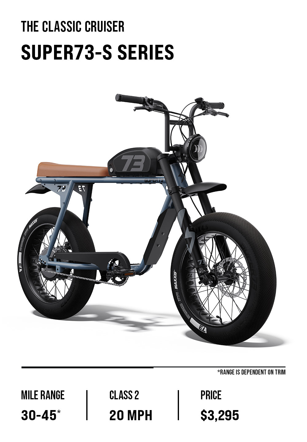 S Series overview graphic which lists details like price range, top speed, and battery range.