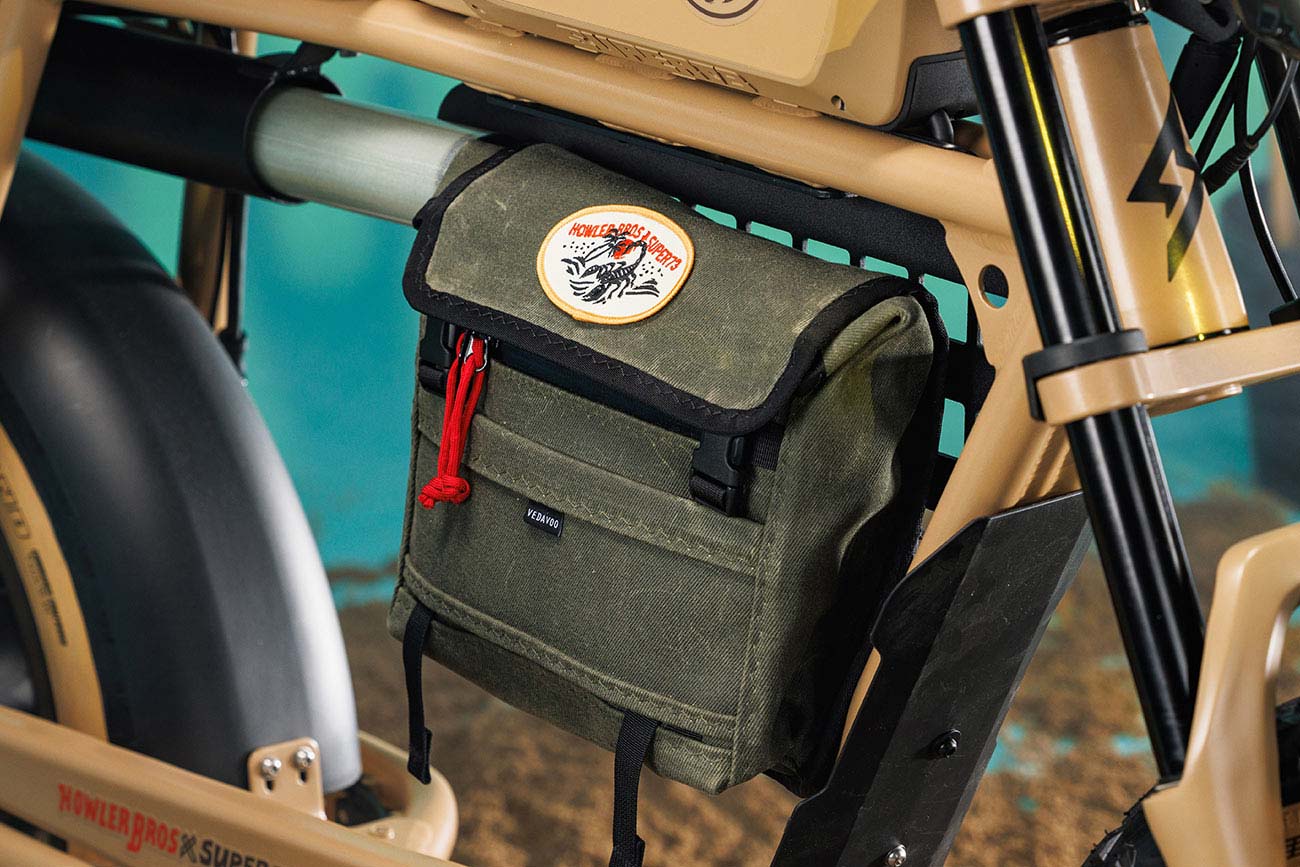SUPER73 x Howler Brothers custom bag and molle panel