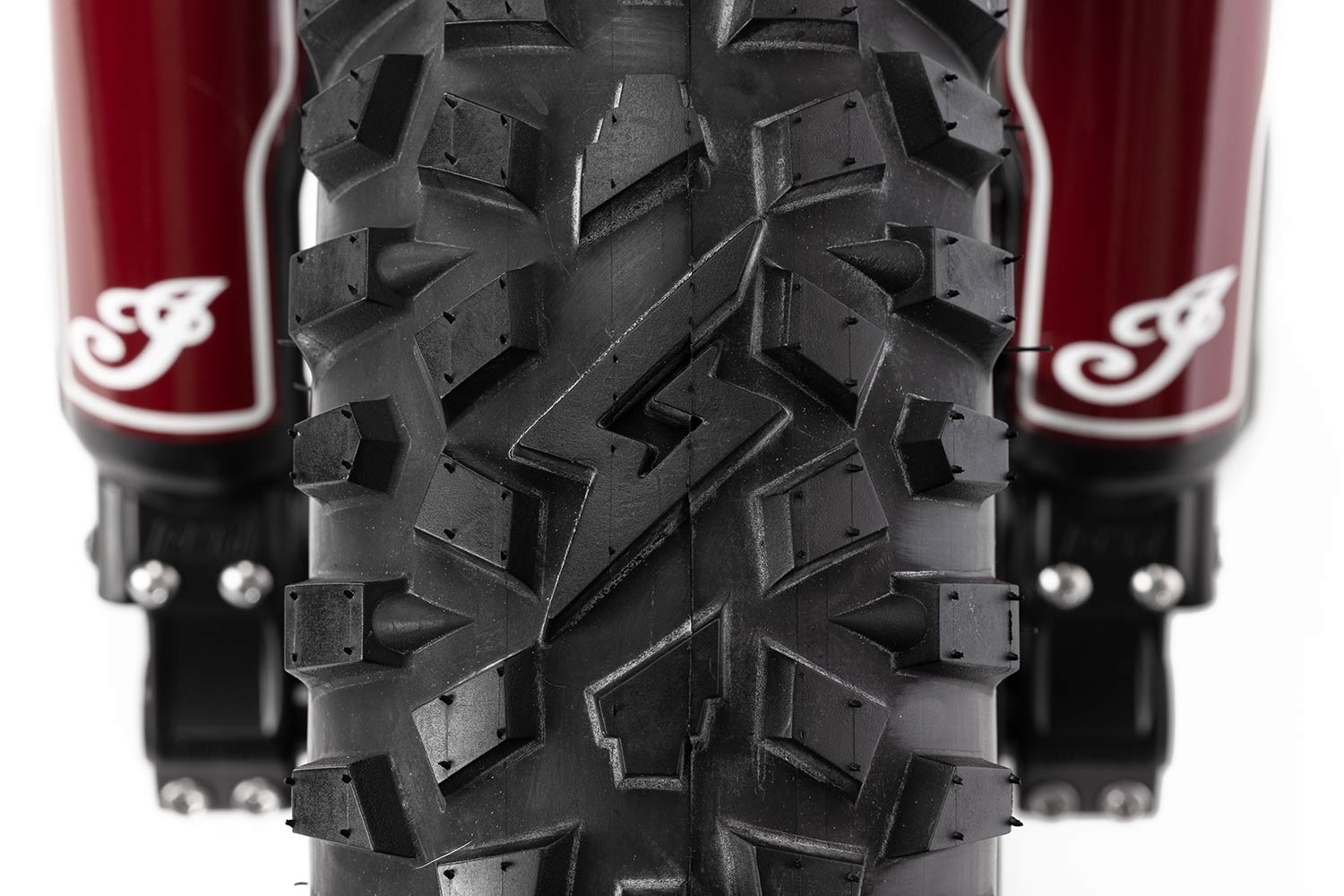 Detail shot of the S2 x Indian MC GRZLY tires.