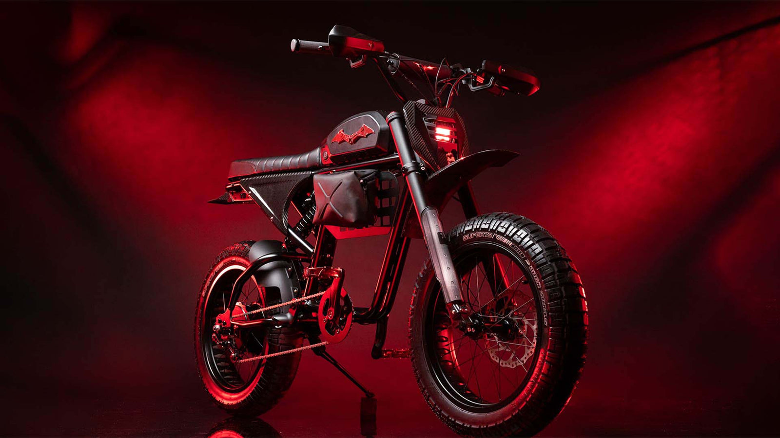HALO custom batman bike in red lighting