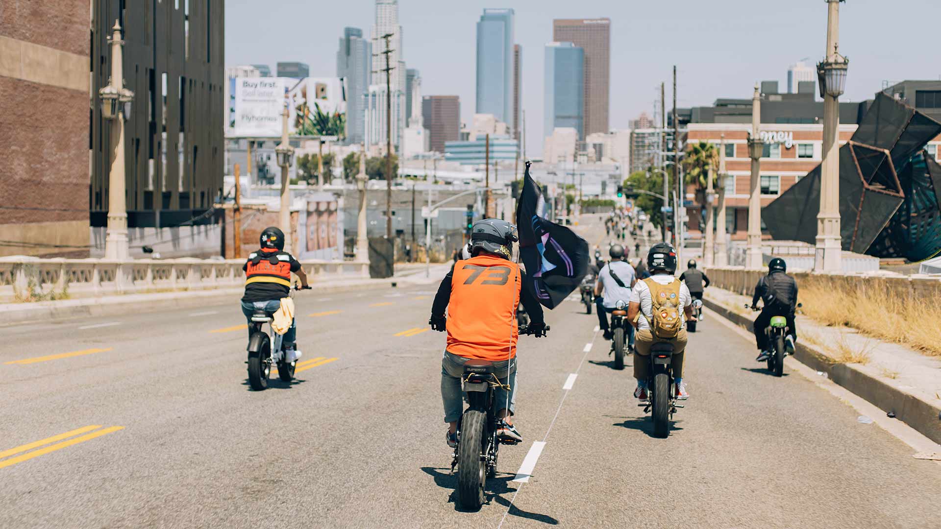 Super73 Group ride in downtown Los Angeles