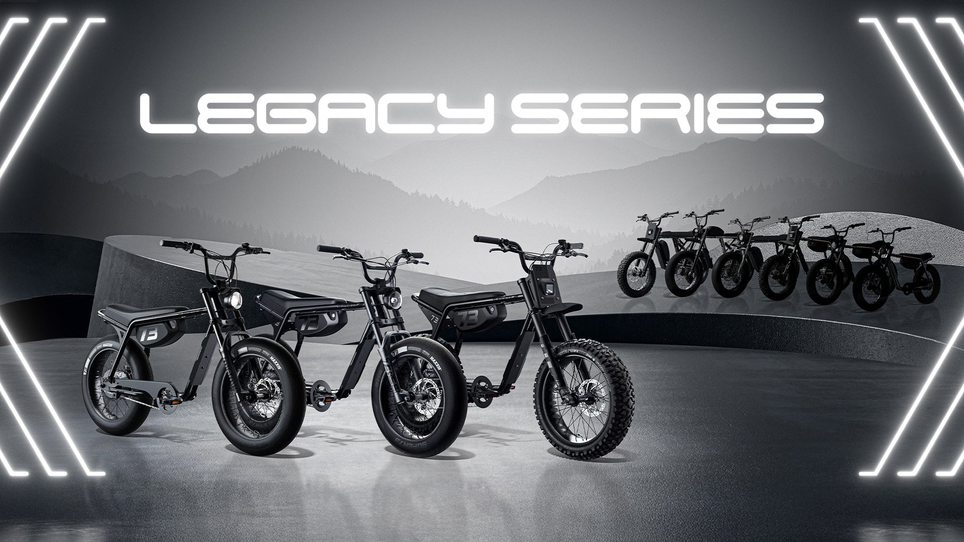 Legacy Series promotional poster with 3 all-new models in the foreground and several more in shadow in the background.
