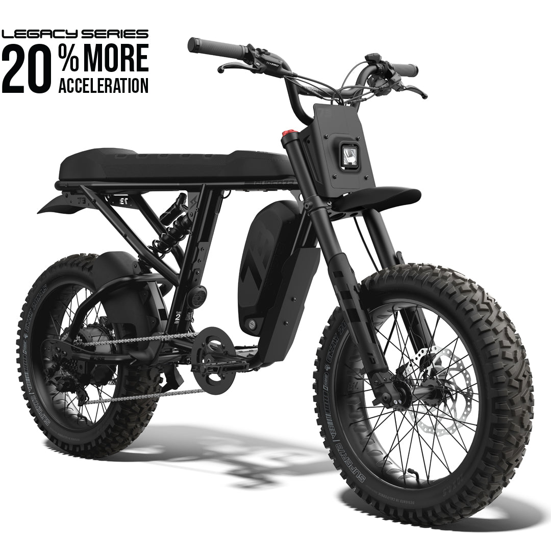 Front view of the SUPER73-R Adventure Series SE Legacy Series ebike in blackout @color_blackout